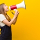 Crisis communication header image of girl speaking through megaphone