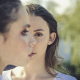 eye contact in nonverbal communication, photo og girl staring with one eye covered