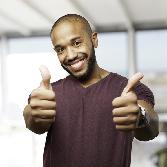well wishes - all the best man giving two thumbs up