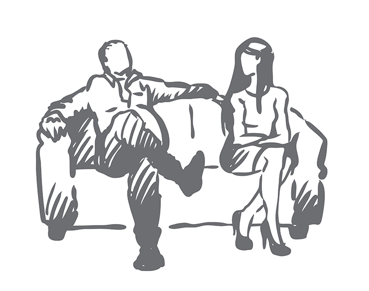 starting a conversation with a stranger illustration of a man and woman conversing